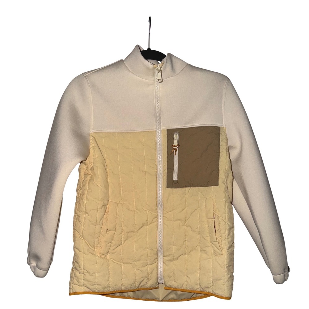 ZARA Girls Quilted Colorblock‎ Jacket Cream Yellow Size 11-12